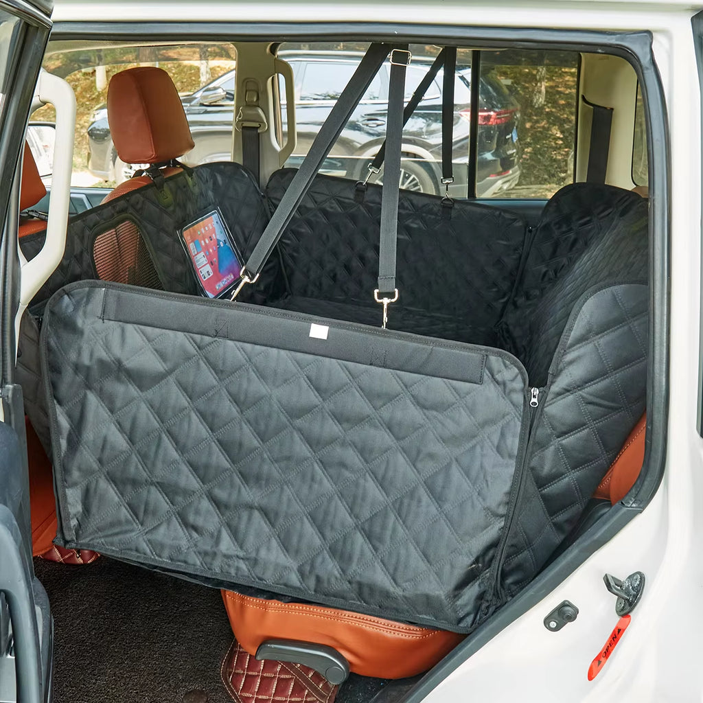 1680D Premium Quality Waterproof Dog Car Seat Cover Back Seat Hard Bottom Protector Hammock Carrier Car Seat Mesh Window