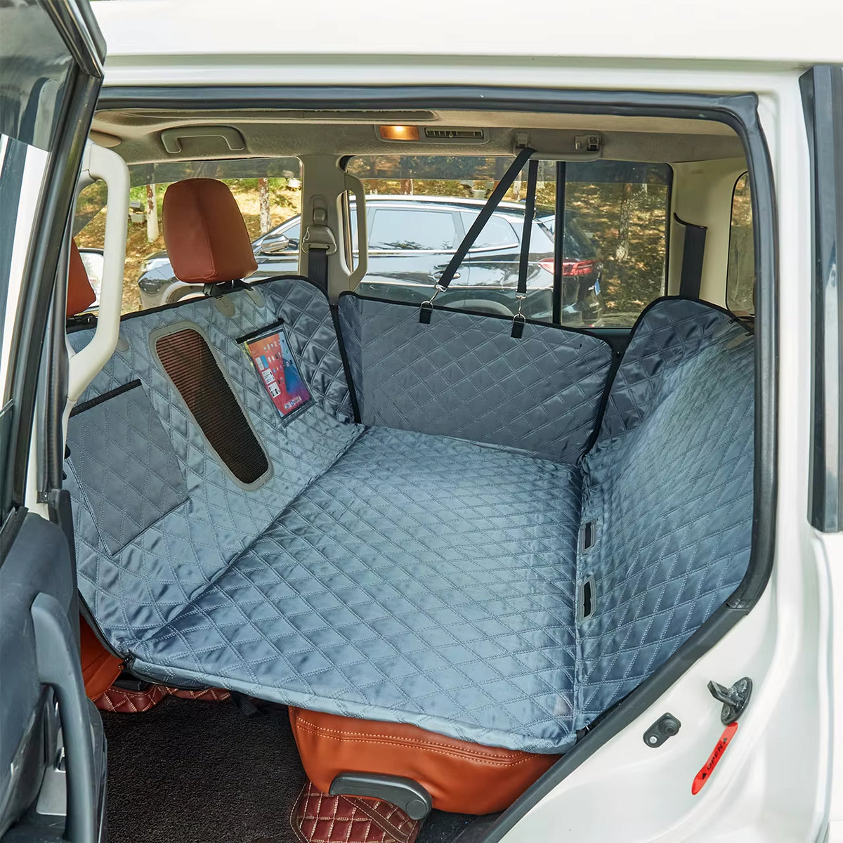 1680D Premium Quality Waterproof Dog Car Seat Cover Back Seat Hard Bottom Protector Hammock Carrier Car Seat Mesh Window