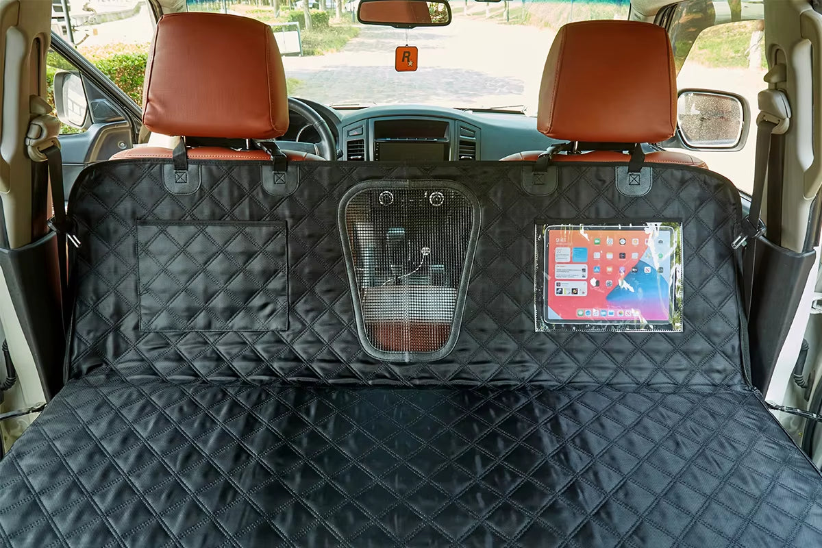 1680D Premium Quality Waterproof Dog Car Seat Cover Back Seat Hard Bottom Protector Hammock Carrier Car Seat Mesh Window
