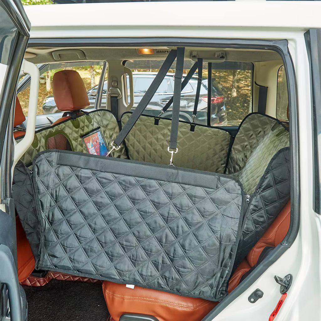 1680D Premium Quality Waterproof Dog Car Seat Cover Back Seat Hard Bottom Protector Hammock Carrier Car Seat Mesh Window